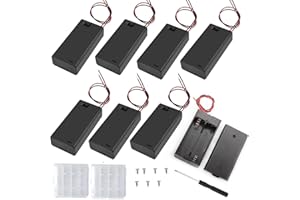 VISSQH 8 pezzi AA portabatterie con Cavi,2 x 1.5V Batteria Holder Box,Portabatterie in Plastica con Interruttore On/Off(nero)