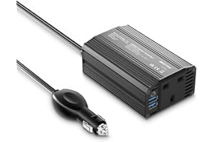 BESTEK Power Inverters 12V to 240V 230V 300W Inverter Transformer Car Charger Lighter Adapter with 3 Pin Plug and Dual USB Ports for Your Laptop, iPad, iPhone, Tablet, Consoles & More (Black)