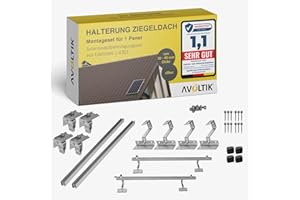 Avoltik Solar Ziegeldach Halterung für Balkonkraftwerk – PV Dachmontage Set für 1 Solarmodul 30–40 mm – Dachhalterung mit höhenverstellbaren Dachhaken aus Edelstahl & EASY-CLICK Befestigung