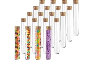 LYCN 20 PCS Test Tubes with Cork Lids, 80ml Transparent Glass Container Tubes, Reusable Sample Storage Tube for Flower Plants Beads Candy Needles Laboratory
