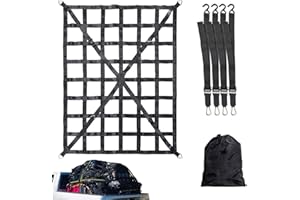 Gepäcknetz für Dachträger - Dachgepäckträger-Gepäcknetz für Pickup-Trucks SUV Kleinanhänger | Verstellbares elastisches Kofferraum-Aufbewahrungsnetz mit 4 festen Gurten für SUVs, Autos und Facynde