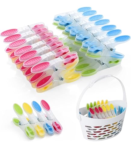 Cesto Con 48 Mollette Antiscivolo - Laguelle, Produzione Francese, Colori Assortiti