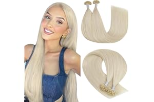 ‎YOUNGSEE YoungSee Extensions Echthaar Bondings Blond 55cm Bonding Extensions Echthaar 1g Keratin Bondings Echthaar U Tip Hair Extensions Echthaar Bondings Extensions Echthaar Platinblond Hot Fusion 50g #60A