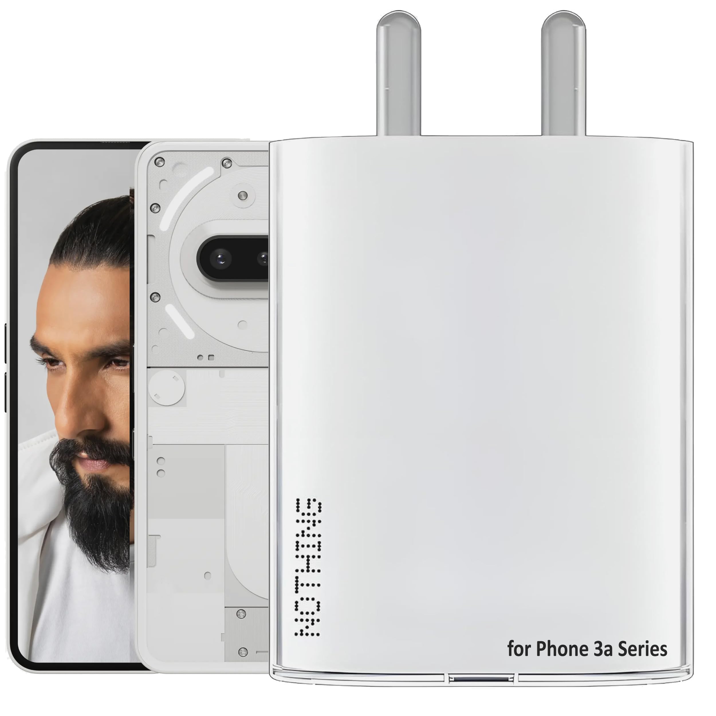 Nothing Original 45w Type C2C Fast Charging Adapter Compatible with Phone 3a Pro/3a/3a+/2a Plus/2A/2/CMF Phone 1/Buds/Ear Stick, Upto 50W Power Charger for Mobile 45W Type-C Adaptor 45watt Charge-wht