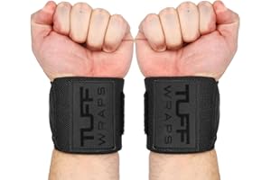 TUFF WRAPS TuffWraps 16" Wrist Straps for Gym - No Thumb Loops - Powerlifting, Weightlifting, and Bench Press Support - Durable Wrist Straps Gym Accessory for Enhanced Wrist Support