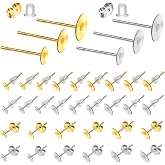 TOAOB 300 Pieces Stainless Steel Earring Posts 4 mm 6 mm 8 mm Silver and | Clear Plastic Butterfly Stud Earrings for Jewelry