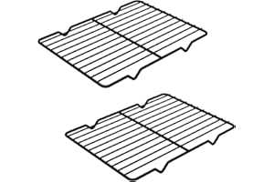 Linkidea Griglie di Raffreddamento in Metallo Confezione da 2, 8" x 10" Griglie di Raffreddamento Rettangolari in Acciaio Inossidabile per Teglie da Forno USA e Getta (Nero)