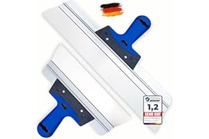 BACHSAM® Made in Germany hochwertige (gerade Ecken) Flächenspachtel-Set 400mm und 250mm breit - Profi Fassadenspachtel zum Spachteln, Verputzen und Tapeten Entfernen, 2 K Flächenglätter mit Softgriff.