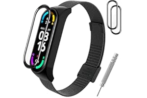 BANGTING Acciaio Cinturino Compatibile con Xiaomi Mi Band 3/4 / 5/6, Braccialetto per Mi Band 6 Bracciali Cover Mi Fit 5 Cinturini