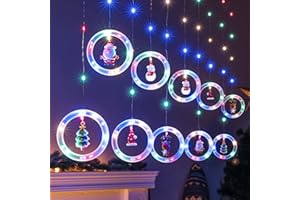 BLOOMWIN Guirnaldas Cortina Luces con 10pcs Adornos Navideños 3m Control Remoto 8 Modos 160 LED USB Colgante 3D Cadena de Luces para Árbol de Navidad para Balcón, Ventana, Escaparate, Boda, Fiesta