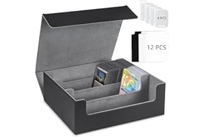 WYFDCZZP Caja De Cartas Para Mtg, Caja Cartas Magic, Card Deck Box Para 1800+ Cartas Con Compartimento, Magnetic Flip Box Con Cuero De Pu, Cajas De Almacenamiento De Tarjetas Coleccionables,Deck Negro (B)