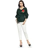 pluss Women's Regular fit Top (LTP2788-TEALGREEN_Green L)