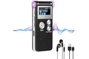 OFFCUP 64GB Grabadora de Voz, Dictáfono Digital con Contraseña, Carga USB Grabadora de Audio Grabación Continua de 24h, Mini Grabadora de Voz Portátil con MP3 para Conferencia Clases Entrevistas
