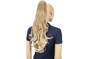 CAISHA 60cm Haarteil Ponytail Zopf Pferdeschwanz Haarverlängerung Voluminös Leicht Gewellt Dunkelblond Mix H32b