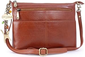 Catwalk Collection Handbags - Skórzana Torebka Crossbody dla Kobiet - Średnia Damska Torba na Ramię - Długi Odpinany Regulowany Pasek - Jenny