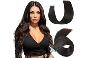 Evala tape extensions echthaar haarverlängerung echthaar 50cm #2 Dunkelbraun tape in extensions echthaar 20 Stück, bonding extensions echthaar 50g tape in extensions echthaar