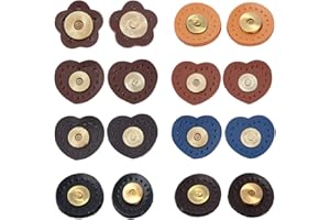 WADORN 6 Couleur PU Cuir Bouton Pression Magnétique pour Sacs à Main Fermoir Fermoir de Sac Magnétique Rond Bouton de Couture avec Boîte de Rangement pour Sac Fourre-Tout Sac à Main (Cœur&Fleur)