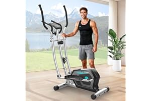 COWMEW Bicicleta Elíptica,3 en 1 Máquina Elíptica para Casa con 16 Niveles de Resistencia,Monitor LCD, Bluetooth App y Soporte para Dispositivos,Pedal Antideslizante, Ejercicio Peso máximo 287LBS