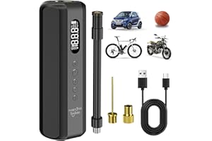 Tccbac Bicycle Pump Electric 5200 mAh Electric Air Pump 150 PSI Mini Battery Compressor with Pressure Gauge for All Bicycles Motorcycles and Cars