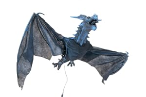 EUROPALMS Halloween Flying Dragon, animiert, blau, 120cm | Animierte Drachenfigur zum Aufhängen