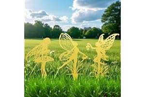 JGZTJXNK Garden Decoration Fairy Metallic Flower Fairy 3-piece Set Suitable for Yard, Lawn, Flower Bed Decoration Gifts