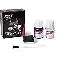 Kaps professional leather colour “Super Color” and “Preparer” for natural leather, synthetic and textile (25 ml each) for the care and repair of leather shoes, assorted colours Dunkellila 102