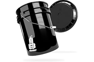 MAGIC BUCKET Wash Bucket Set for Car Hand Wash Black with Matching Bucket Lid 5 US Gallons Approx. 20 Litres Compatible with Grit Guard, Detail Guardz Dirt Lock, Chemical Guys Dirt Trap