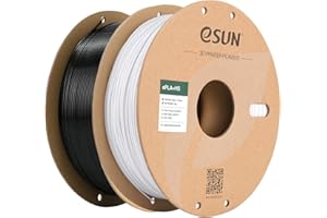 eSUN PLA+ Filamento 1.75mm, Filamento de Alta Velocidad Precisión Dimensional +/- 0.03mm, 1KG por Carrete, 2 Carretes para Impresoras de Alta Velocidad,Negro y Blanco Frío