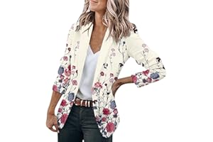 WWRICOTTA Blazer Femme Chic Et Elegant - Revers Devant Ouvert Slim Fit Manteau Cardigan Coupe AjustéE Blazer LéGer Bureau Blazer Fluide Femme