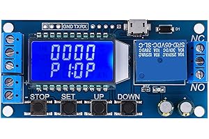 FAFEICY Module de Relais Temporisé DC 6-30V avec écran LCD,Retardateur Cycle de Temporisation 0.01s-9999min, support Micro USB 5V alimentation électrique, avec contre les inversions de