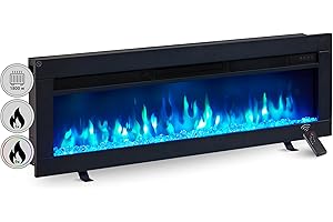 BALDERIA camino elettrico Agnes 40" | Camino da incasso con una potenza termica di 2000 W | Effetto fiamma 3D | Camino a inserto con telecomando, timer, termostato | Nero