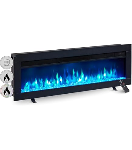 KAMINIO Elektrische haard LEA - Elektrische 3-in-1 haard met panoramaweergave, verwarming, 3D-vlameffect, 12 vlamkleuren, afstandsbediening (42 inch