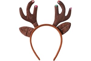 Komonee Christmas Headbands Antlers - Cute Xmas Dress Up Ears Head Decoration, One Size Accessory for Men Women Adult Kids, Perfect Holiday Costume Party Costume
