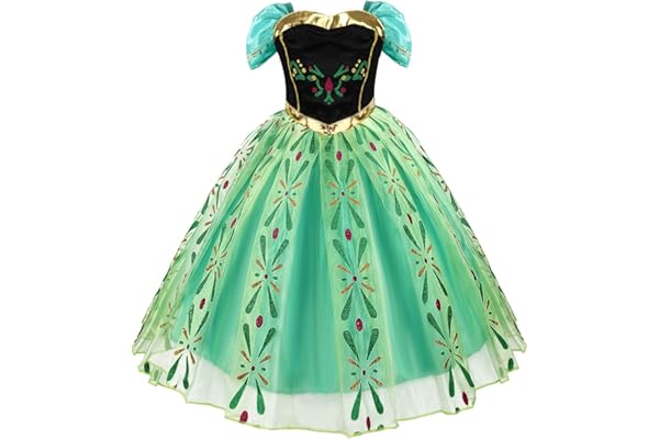 Discoball Anna Costume de Elsa princesse pour fille robe de voyage classique pour Halloween, Noël, fête d'anniversaire, concours de beauté, demoiselle d'honneur