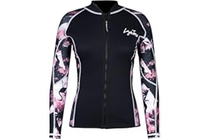 LayaTone Wetsuit Top Womens Jacket Optional Neoprene/Lycra Sleeve 3mm Neoprene Front Zipper Wetsuits Tops for Surfing Diving Snorkeling Kayaking
