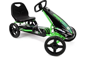 509 Crew Air Jet Pedal-Gokart – grün, Tretauto, sportliche Grafik auf der Frontverkleidung, Verstellbarer Sitz, 4-Speichen-Felgen mit Eva-Rädern mit 25 cm Durchmesser, mit Handbremse, ab 4 Jahren