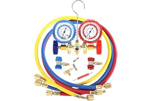 PB MOTOR TECH BMT PB Motor Tech 3 Way AC Manifold Gauge Set for R134A, R12, R22 & R502 Refrigerants with Quick Couplers, 410 Adapter, Puncturing Can Tap & Valve Core Tool, for Automotive & Household AC Maintenance