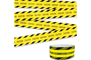 Guiffly Halloween Caution Tape, Self-adhesive Hazard Warning Tape, Yellow & Black Caution Tape for Danger Areas, Warning Tape Halloween Decorations Tape for Party Decorations (4.8cm*25m)