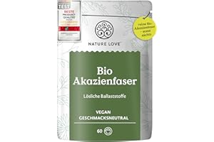 ‎NATURE LOVE NATURE LOVE® Bio Akazienfaser Pulver – 360 Gramm – 80% Ballaststoffe, löslich, geschmacksneutral & vielseitig einsetzbar – 60 Portionen – vegan, laborgeprüft & in Deutschland produziert