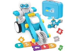 WhalesBot B3 Pro 24-in-1 Mint Robot Clamping Blocks Programming without Screen with Coding Pen & Cards, Creative Kit with Interactive Story Book, Ideal Toy Gift for Children from 4 Years