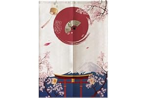 ESTINK Japanese Noren Doorway Curtain,Japanese-style printed half-door curtain, can be used as a partition to separate two rooms, usually used in shops, restaurants, bars, 85 * 120cm (Fuji)