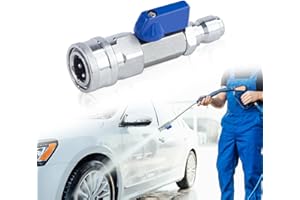 JINMINAMZ 3/8" Robinet d'Arrêt à Air Comprimé, Raccord Rapide Air Comprimé, Raccord Pneumatique，Raccord Air Comprimé, Raccord Compresseur, Embout Compresseur Air, Vanne D'arrêt, Avec Douille NW 7,2, Atelier