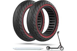 OUXI 2 Pack 10 x 2.5 Solid Tyre,10 inches 60/70-6.5 Solid Tyre Puncture Proof Electric Scooter Tyres Replacement Wheel for Ninebot Max G30P G30LP Scooter Front/Rear Rubber Tires 2pc Red