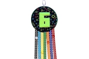 Ditsy Rosettes Gamer Birthday Rosette Badge - Age 5, 6, 7, 8, 9, 10 - Perfect Party Gift birthday card – Birthday Boy, Birthday Girl (Age 6)