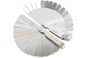 ANRBB Set di calibri di spessore, 32 lame coniche e 16 lame offset, calibro di spessore doppio marcato SAE e metrico per candela, valvola, pistone, chitarra, set di sentina valvola