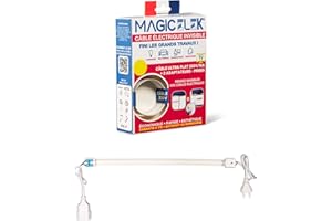 MAGIC ELEK - Câble électrique ultra plat 2M 230V/16A - fil électrique invisible- ruban électrique qui disparaît sous peinture, papier peint, carrelage, parquet Fini les goulottes passe cable