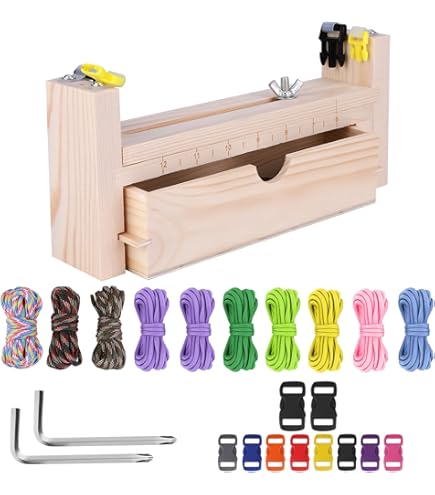 HAOBIN Gabarit Paracorde Fabricant De Bracelets Paracord Gabarit Bracelet Fabricant De Bracelet Avec 2 Pinces Et 2 Ventouses Outil à Longueur Réglable Pour Tisser Des Bracelets De Bricolage (Blanc