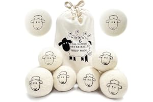 luckaide Piłki do suszarki bębnowej do suszarki bębnowej, 8 sztuk, 100% piłki do suszarki z naturalnej wełny, piłki do suszarki puchowej, piłki tenisowe, piłki do suszarki, wielokrotnego użytku