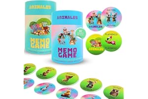 VENMON NATURALMENTE Juego Memory Bilingüe para Niños | 80 Piezas - Animales en Inglés y Español | Juego de Mesa Educativo para Niños de 4, 5, 6 Años | Desarrolla Memoria y Habilidades Cognitivas (VERDE+AZUL)