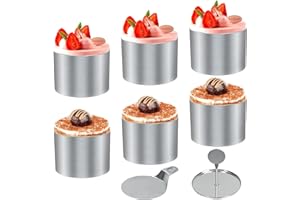 WOOWAIR Juego de 6 anillos de postre y anillos de comida, anillos pequeños, anillos de mousse de acero inoxidable, diámetro de 7,5 cm, anillo redondo para mousse, adecuado para postres, pasteles, bricolaje